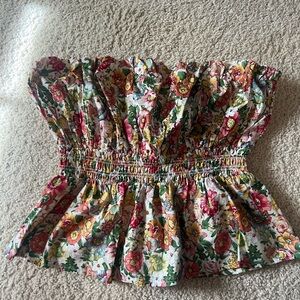 Entro Multicolor Floral Smocked Blouse
